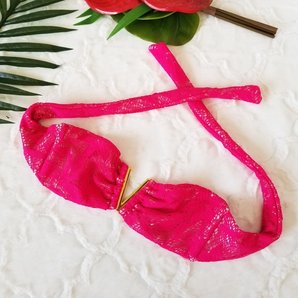 PINK Victoria's Secret Other - 3/$25 Victorias Secret Hot Pink Crochet Bikini Top